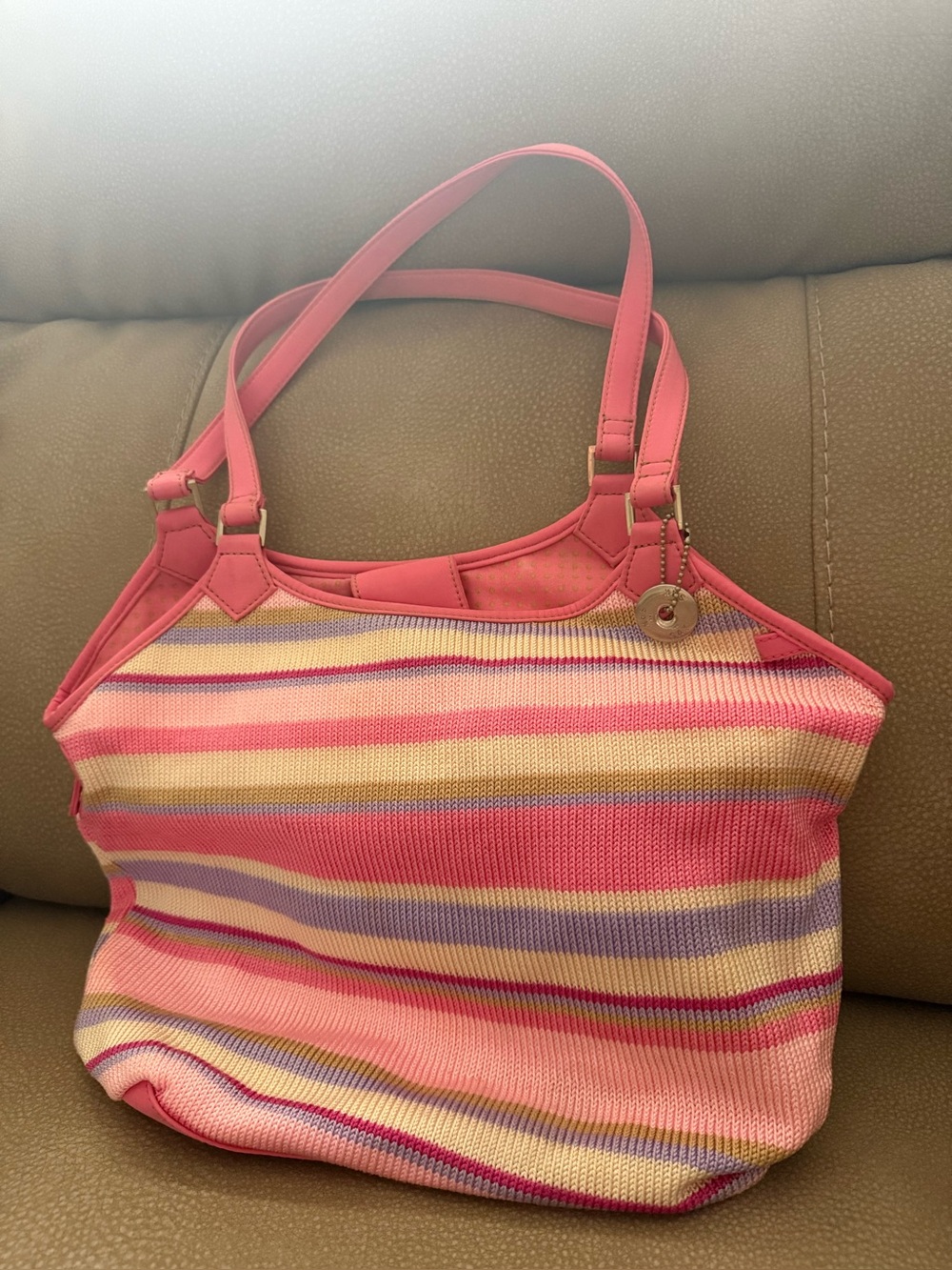 Striped Pink Multi-Color Shoulder Bag